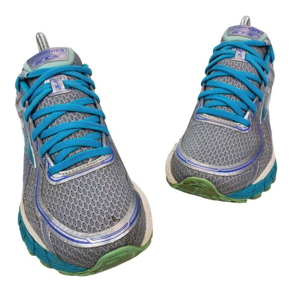 BROOKS Shoes GTS-16 Womens Size 8.5 Silver Blue Running Athletic 1202031B170 - Picture 2 of 13